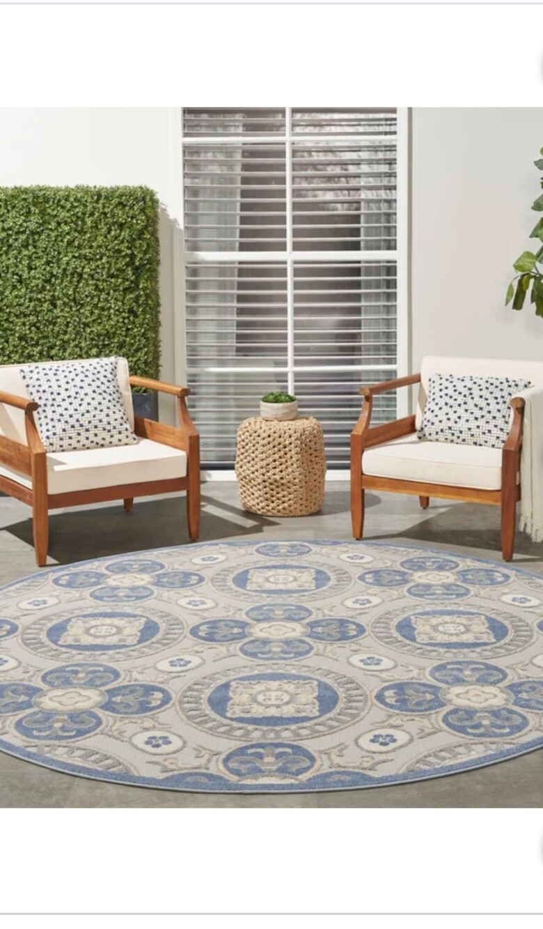 Nourison Veranda Indoor/Outdoor Area Rug, Versailles, 7’9” Round